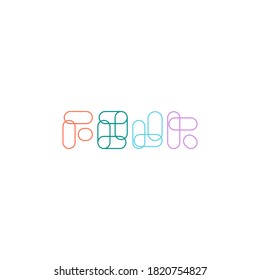 ABSTRACT ILLUSTRATION FOUR FLAT COLOR WITH LINES LOGO DESIGN VECTOR