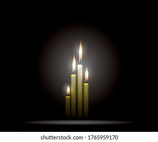 abstract illustration funeral candles on a dark background 