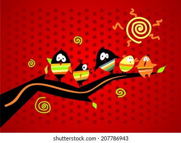 Abstract illustration with funny birds