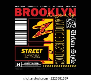  Abstrakte Illustration futuristische Brooklyn Poster t Shirt Design, Vektorgrafik, typografisches Poster oder T-Shirts Straßenbekleidung und urbaner Stil