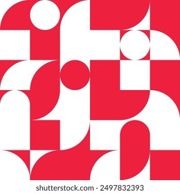 Ilustración Abstractas con figuras geométricas con color rojo sobre blanco