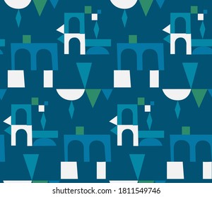 Abstract illustration in geometric style. Classic color with geometric shapes. Graphic modern ornament for presentations, posters, fabrics.