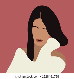 abstract illustration of a girl in a sweater in flat style