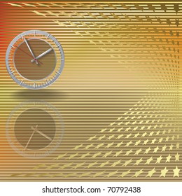 abstract illustration with gold stars and clock