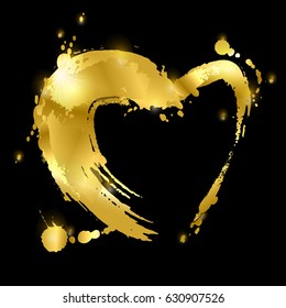 Abstract illustration with golden heart. Vector background for Valentine's Day. Illustration for your design greeting cards, posters, banners, flayers, labels.