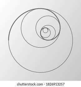 Ilustración abstracta con relación dorada sobre fondo gris. Arte y oro. Patrón espiral. Dibujo de línea. Ilustración vectorial.