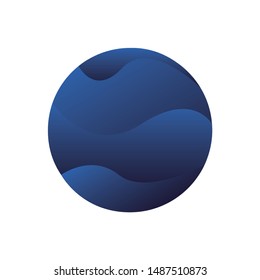 abstract illustration of gradient blue waves in the middle of a circle and white background for web