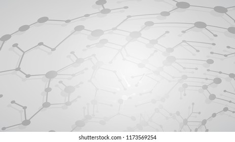 Abstract illustration of gray connecting lines and dots with shadows on white background