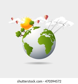 Abstract illustration of green Earth - concept of ecology

