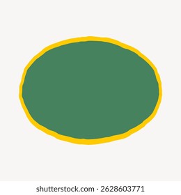 Abstract illustration of a green oval with a yellow border on a white background. The green oval is centered, with a contrasting yellow border framing it. Frame with copy space, vector.