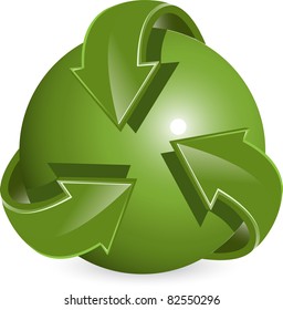 Abstract illustration green round arrows around ball