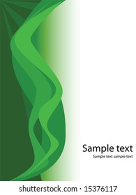 Abstract illustration of green wavy background over white copy space for text