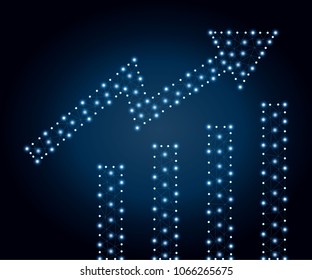 Abstract illustration of growth chart, consisting of points, lines, triangles and polygons. Vector wireframe concept. Polygonal low poly design. Business vector wireframe polygon concept.