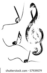 Abstract illustration of a grunge G clef