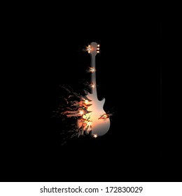 Abstract  illustration of guitar, easy all editable