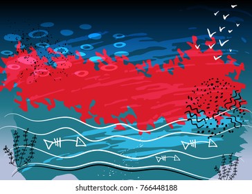Abstract illustration. Hand draw background with brush texture for branding and social media. Vector backdrop design.
