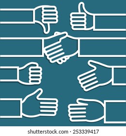Abstract Illustration of the Hands of Seven Characters