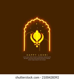 Abstract illustration of Happy Lohri holiday background for Punjabi festival.