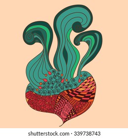 Abstract illustration heart and waves.