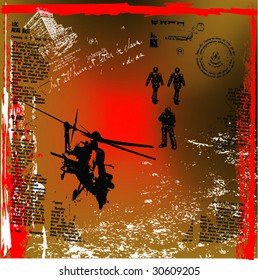 Abstract illustration with helicopter. Vector illustration