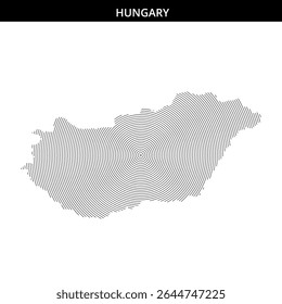 Abstract illustration of Hungary formed by concentric lines