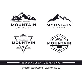 Abstract Illustration Ice Snow Rocky Mountain Symbol. Creek River Mount Peak Hill Nature Landscape view Logo Design Inspiration