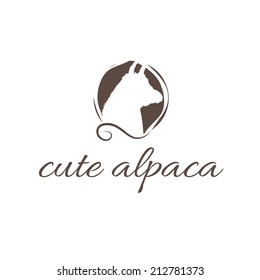 Abstract illustration icon of alpaca