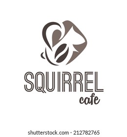 Abstract illustration icon of squirrel and coffee