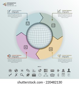 Abstract illustration of infographic elements with 4 steps or options. Vector components for seminar, web, statistics, template and business.