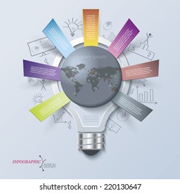 Abstract illustration infographic with light bulb can be used for web design, presentation, workflow, layout, diagram, number options