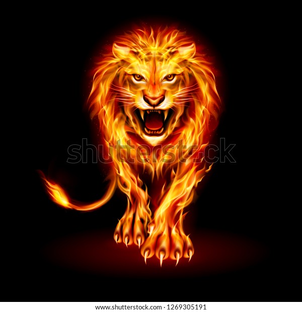 Abstract Illustration Infuriated Lion Fire Flames Stock Vector Royalty Free
