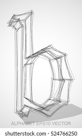 Abstract illustration of a Ink sketched lowercase letter B with Transparent Shadow. Hand drawn 3D B for your design. EPS 10 vector illustration.