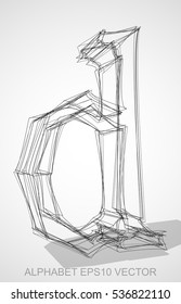 Abstract illustration of a Ink sketched lowercase letterD with Transparent Shadow. Hand drawn 3D D for your design. EPS 10 vector illustration.