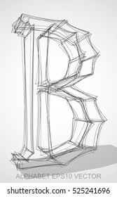 Abstract illustration of a Ink sketched uppercase letter B with Transparent Shadow. Hand drawn 3D B for your design. EPS 10 vector illustration.