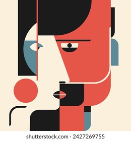 Abstract illustration of integrated human faces