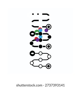 Abstract illustration of interconnected circles and directional arrows