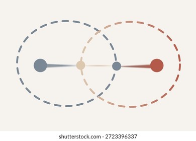 Una ilustración abstracta de una intersección como metáfora de conexión, diálogo e influencia mutua. Adecuado para temas de amor, relaciones e intimidad emocional sin clichés ni roles de género.