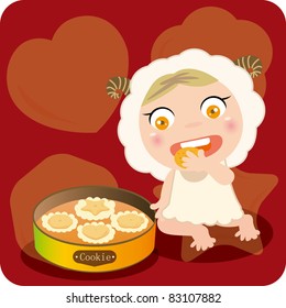 Abstract illustration of kid and cookies