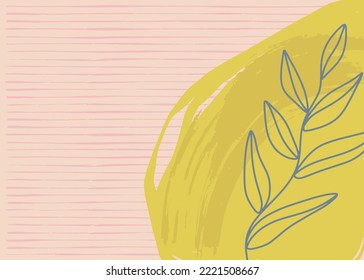 Abstract illustration with leaves and blotches. Modern minimalistic template. Vector colorful background with place for text. Illustration poster design.