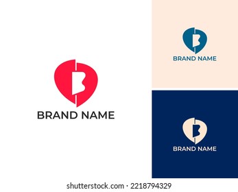 ABSTRACT ILLUSTRATION LETTER B WITH LOVE SIMPLE LOGO ICON MODERN DESIGN TEMPLATE ELEMENT VECTOR