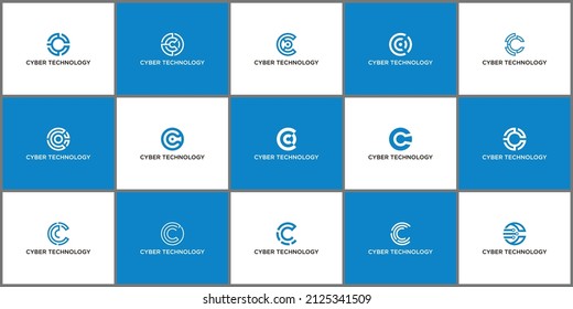Abstract illustration letter C of cyber security for digital template protection software company