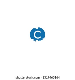 ABSTRACT ILLUSTRATION LETTER C TECH FLAT LOGO DESIGN VECTOR MODERN FOR YOUR BUSINESS