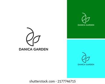 LETRA DE ILUSTRACIÓN ABSTRACTA DG. VECTOR DE INSPIRACIÓN DE DISEÑO DE ECO DE LOGOTIPO DE HOJA