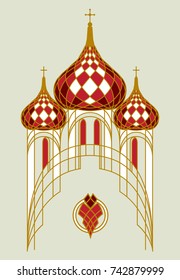 Abstract cathedral vector illustration. linear style.