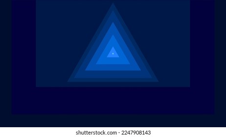 An abstract illustration of a long enigmatic triangle tunnel with a different hue of blue colors 