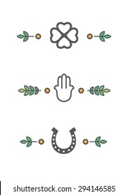 Abstract illustration of luck symbols. set 