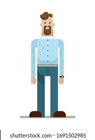 abstract illustration of a man in flat drawing style isolated on white background. Character design. Father's day theme. EPS 10