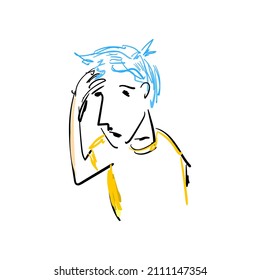 abstrakte Illustration, ein Mann ist traurig