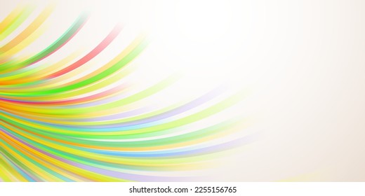 Abstract illustration with many curved colored stripes on white background