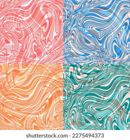 ABSTRACT ILLUSTRATION MARBLED TEXTURE LIQUIFY PSYCHEDELIC COLORFUL DESIGN. OPTICAL ILLUSION BACKGROUND VECTOR DESIGN